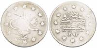 (1882) Монета Турция (Османская империя) 1882 год 2 куруша "Абдул Хамид II"  Серебро Ag 830  F